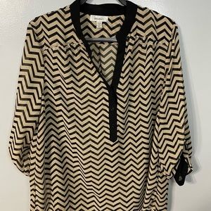 Dressbarn Plus Size Sheer Black/Cream Blouse Size 2x